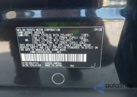 2009 Toyota Rav4 z USA, uszkodzony, nr VIN JTMBF33V09D005205